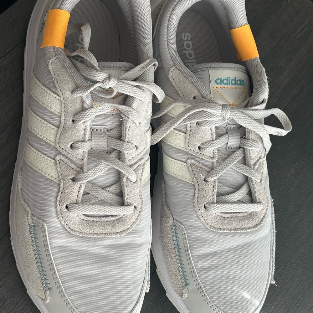 Adidas Women’s Gray and Orange Athletic Shoes with Suede and Mesh - Picture 4 of 5